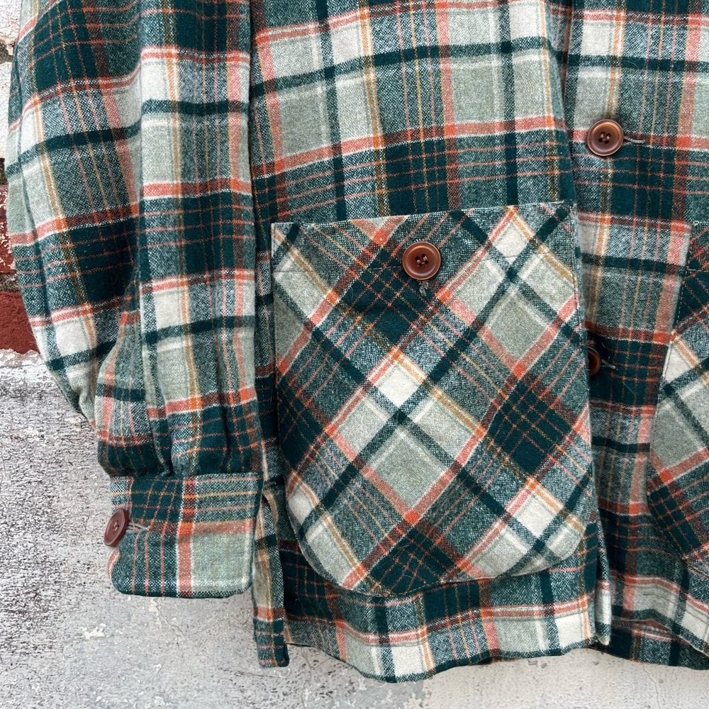 Vintage 1960 Green Plaid Pendleton Wool 49er Button up Shirt Top Men S Women M - Picture 4 of 11